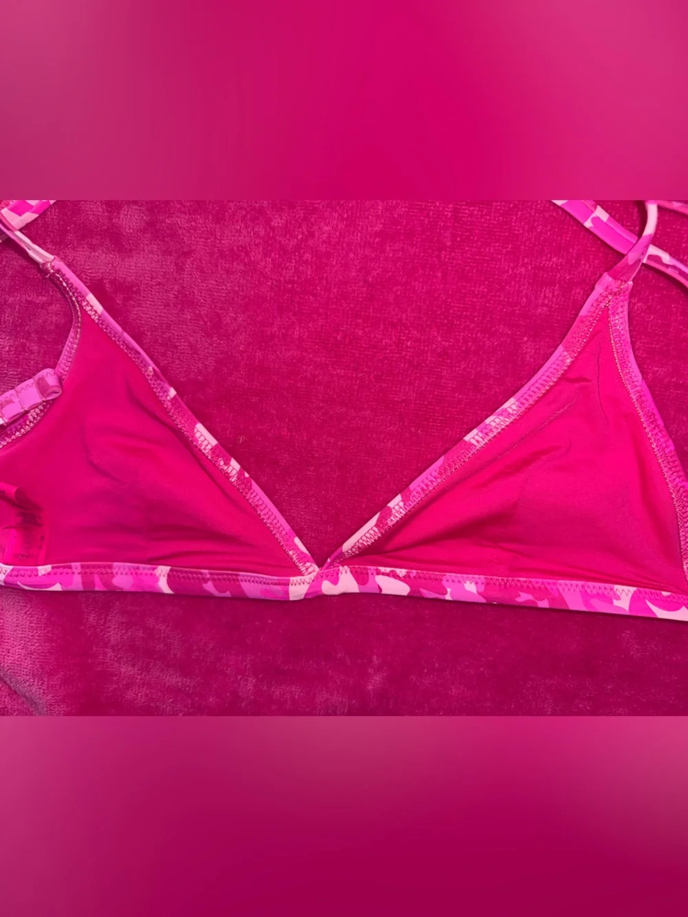 SKIMS Pink Camo Triangle String Bikini